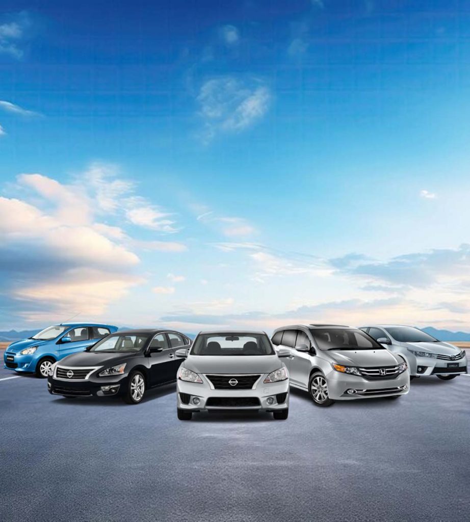 A fleet of car parked stylishly which is suitable for long-term car hires in Dubai.